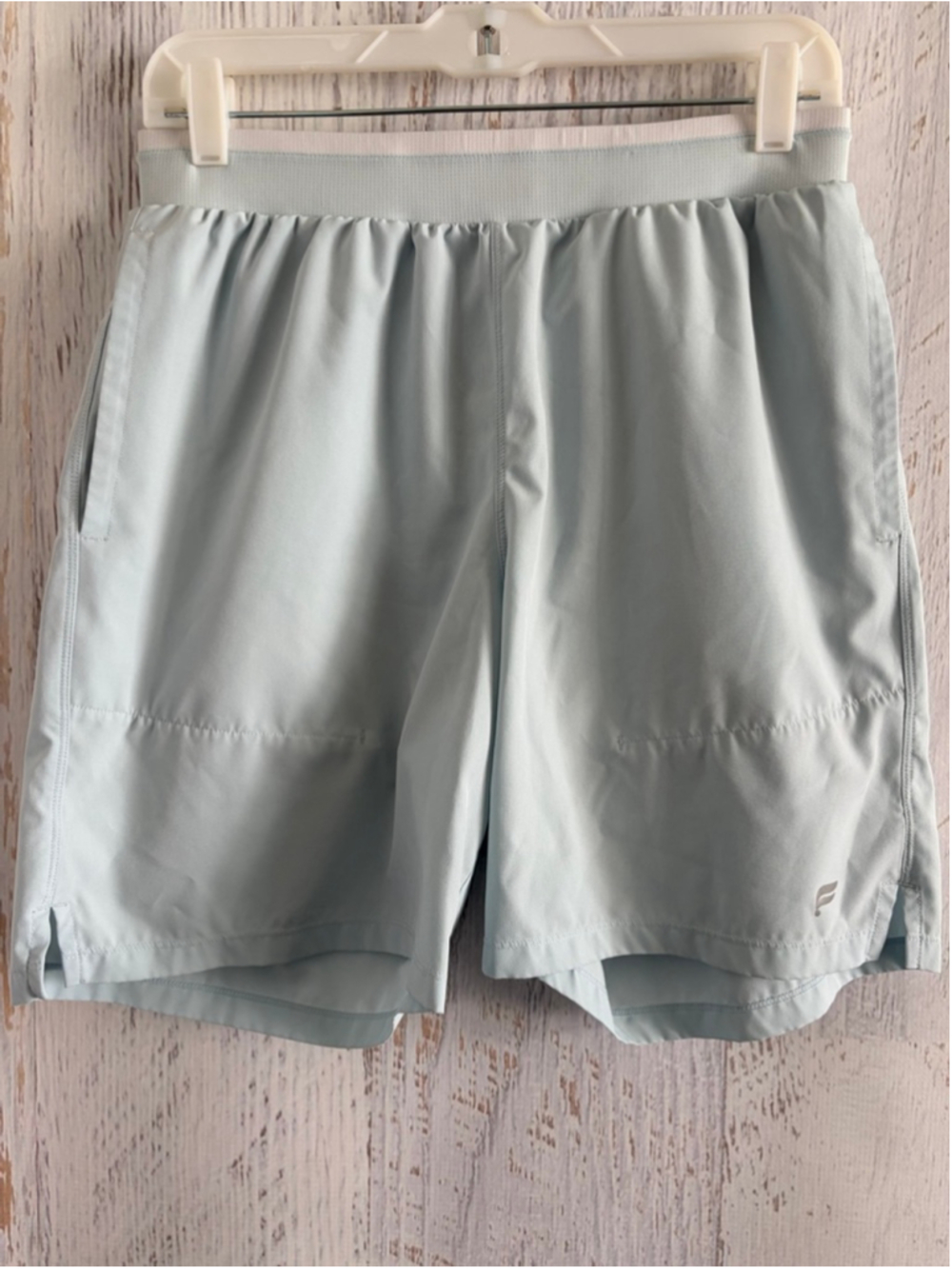 Men's Fabletics Athletic Fundamental II 7in Unlined Shorts M Light Blue & White